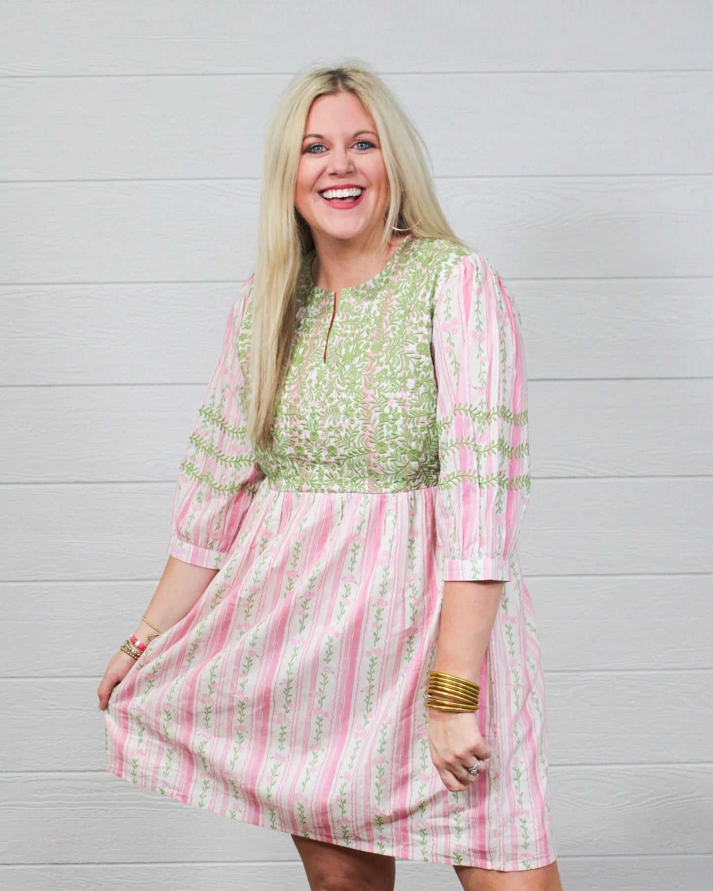 Helen Dress Pink & Green