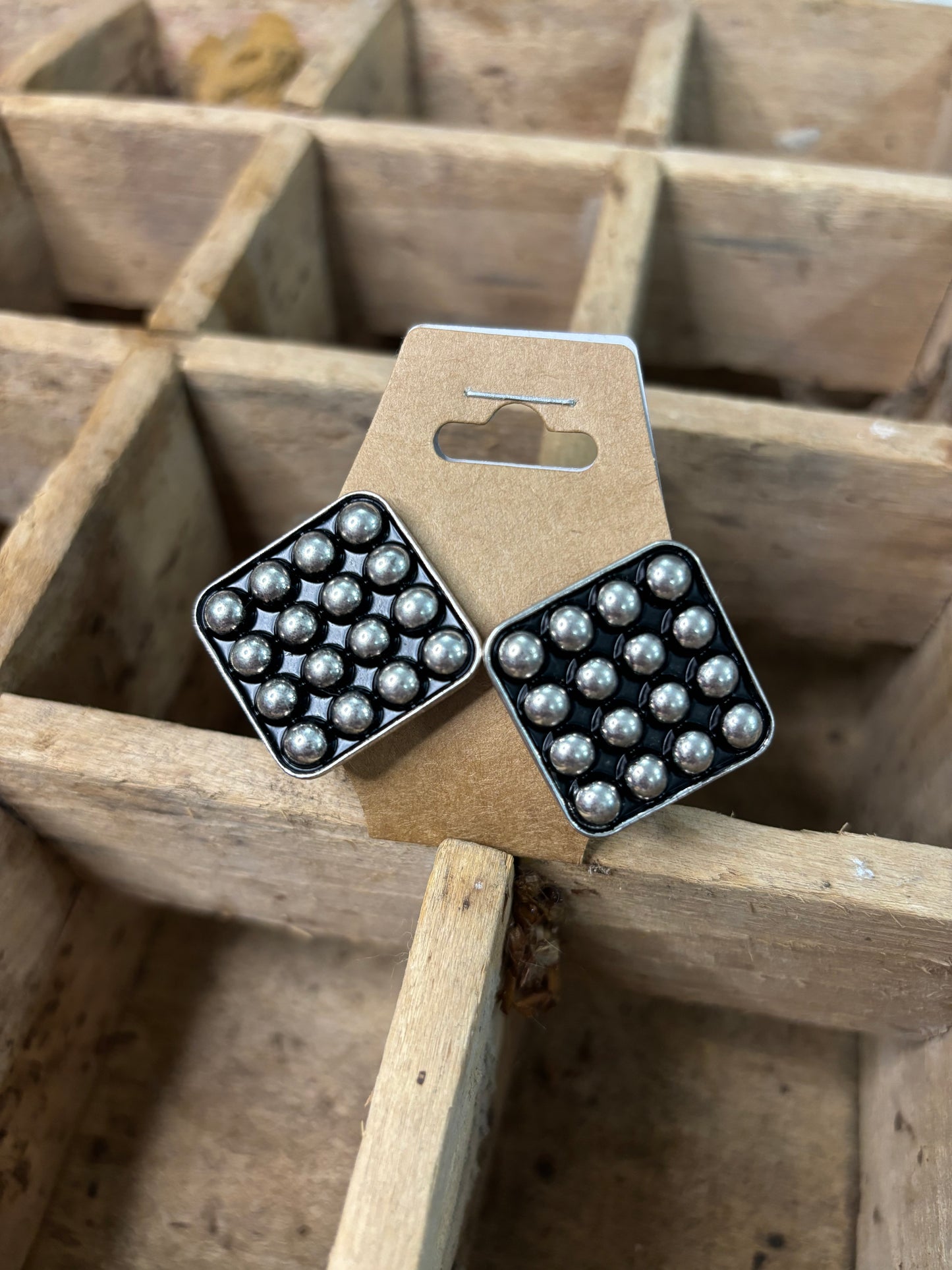 Studded Square Earrings