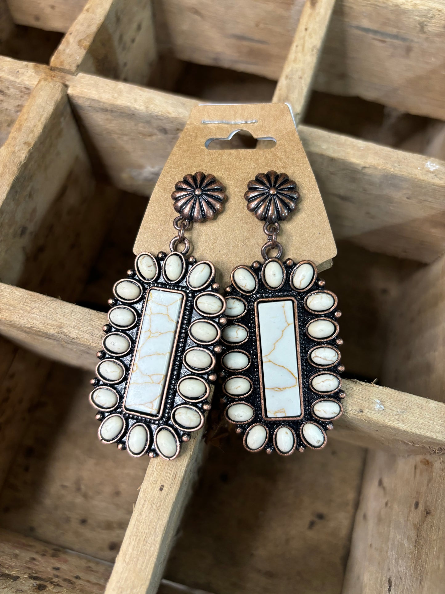 Copper & Bone Concho Earrings