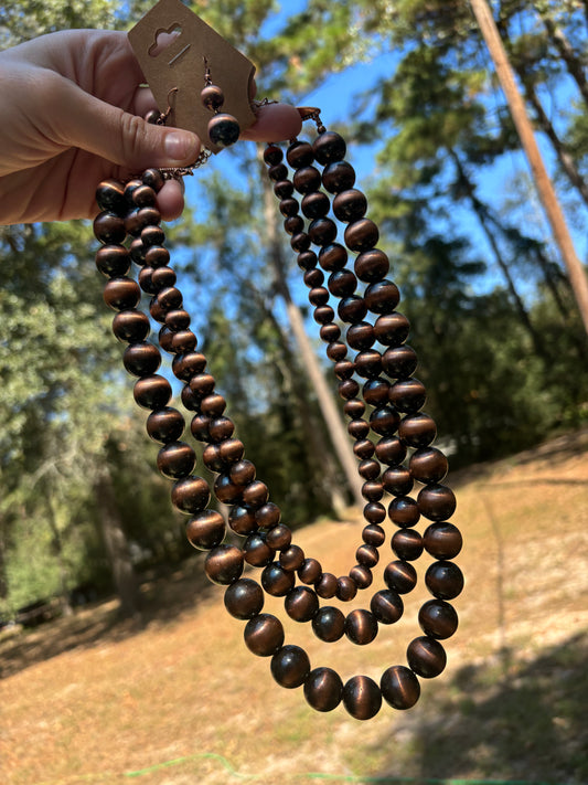 Chunky Multi Strand Copper Necklace