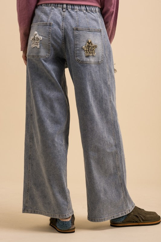 Leopard Star Patch Jeans
