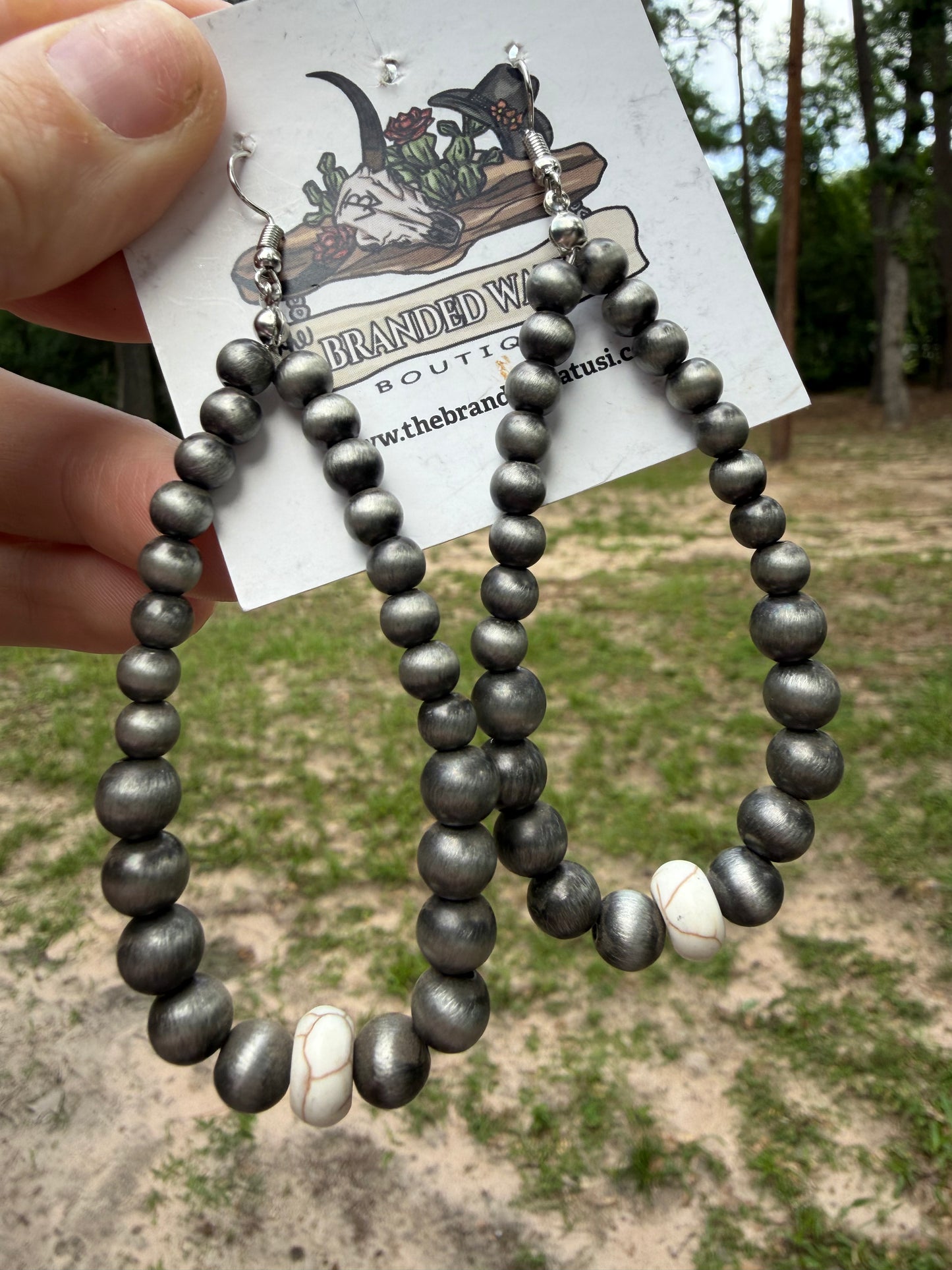 Silver & Bone Teardrop Earrings