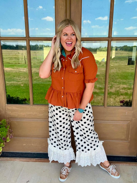 Cream & Black Polka Dot Pants