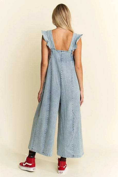 Flutter Sleeve Denim Jumpsuit