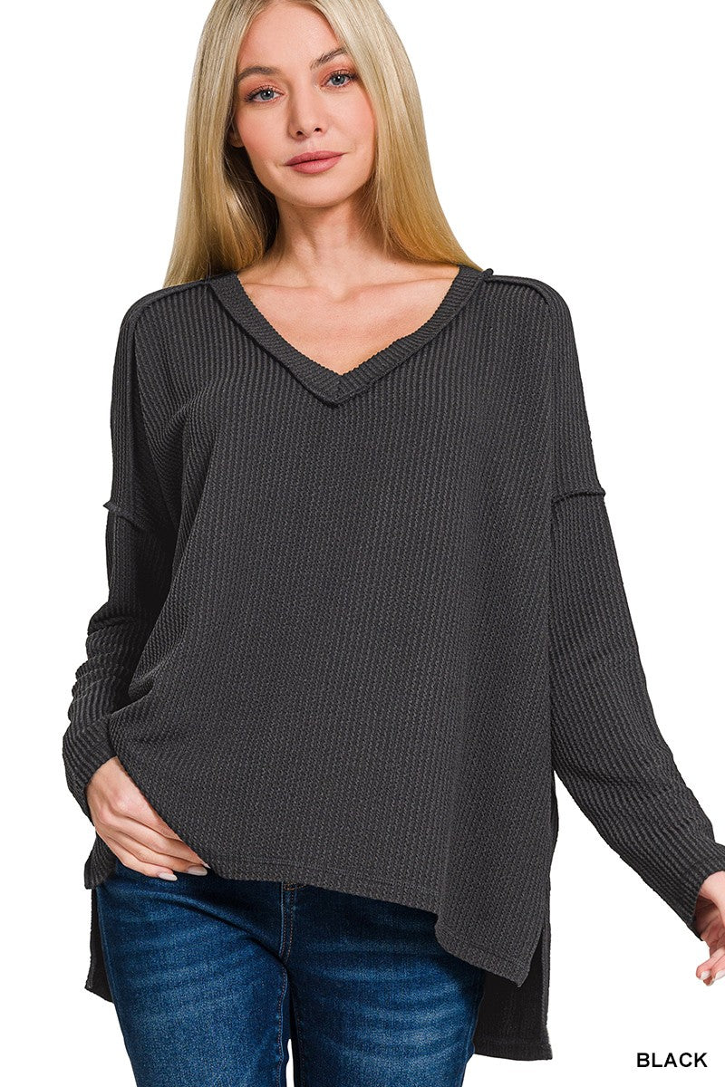 Raised Rib Long sleeve Top
