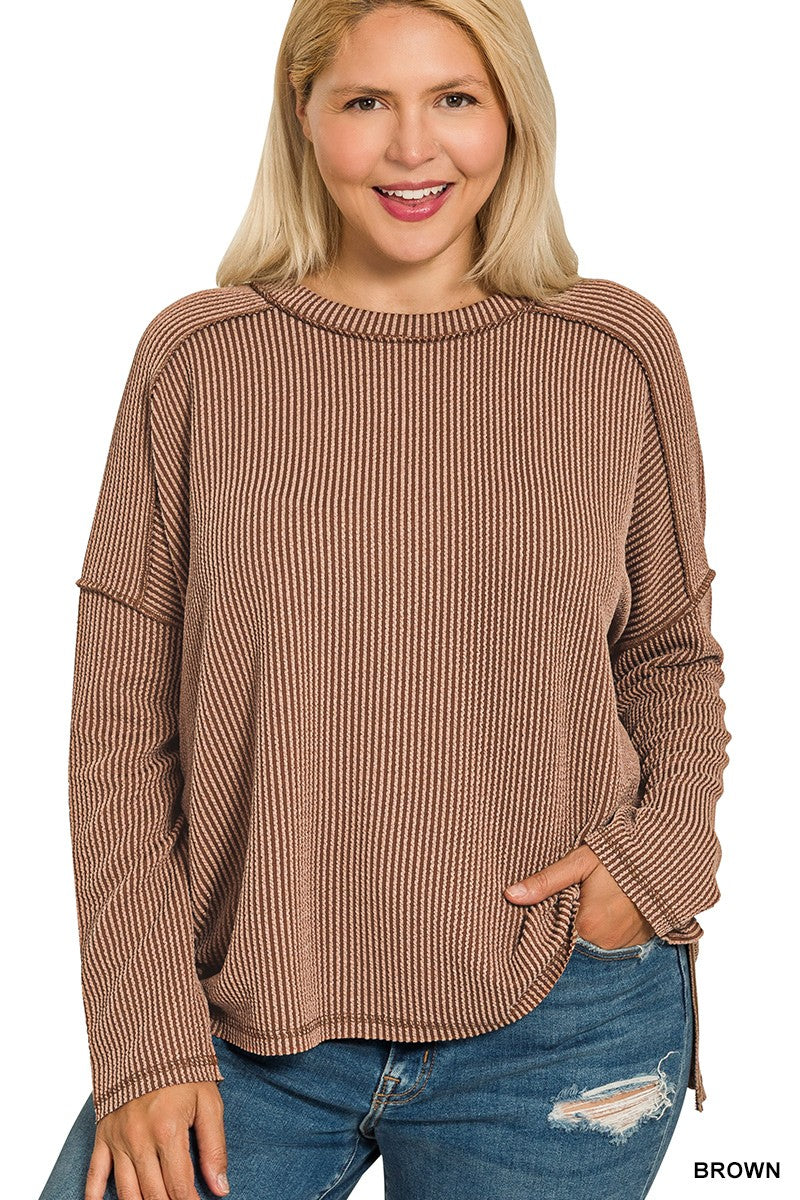 Raised Rib Long sleeve Top