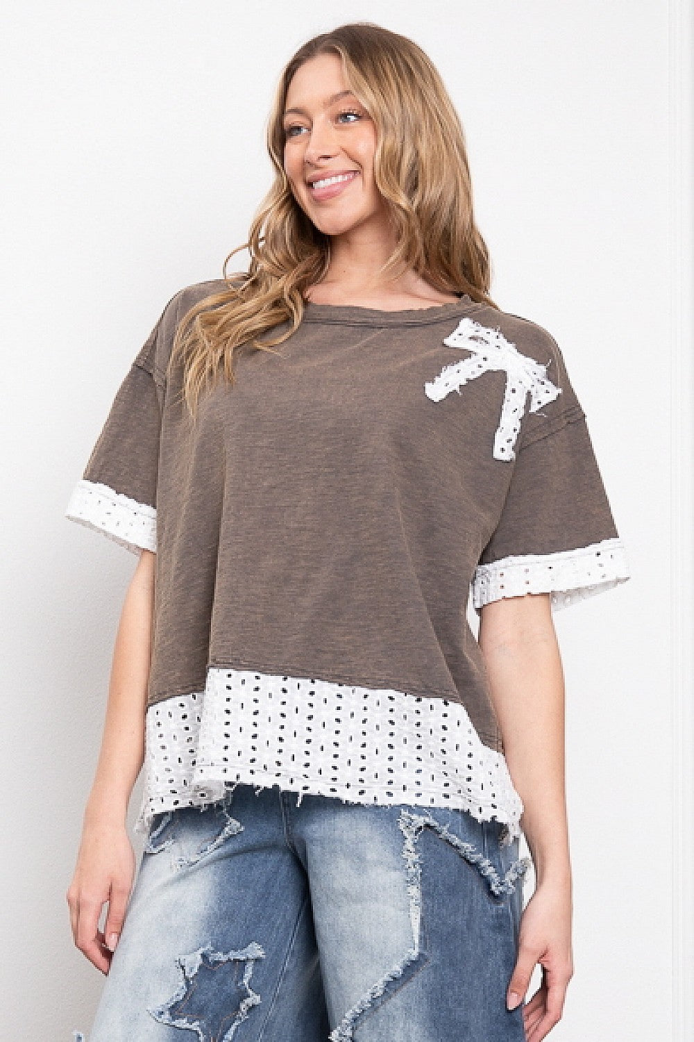 Eyelet Bow Top