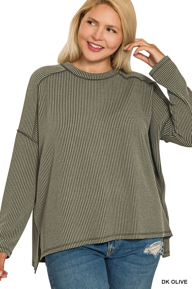 Raised Rib Long sleeve Top
