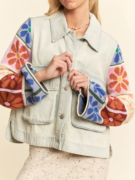 Multi Patch Sweater Sleeve Jacket
