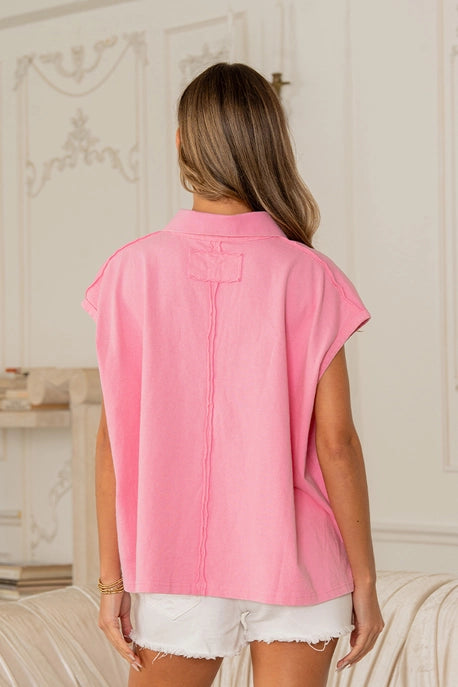 Oversized Pink Sleeveless Top