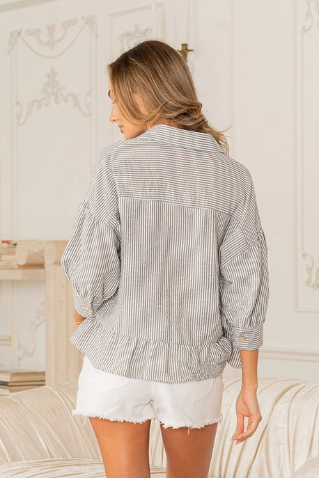 Puff Sleeve Stripe Top