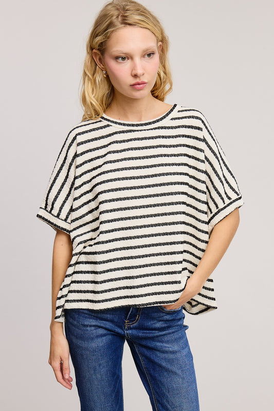 Striped Knit Boxy Top